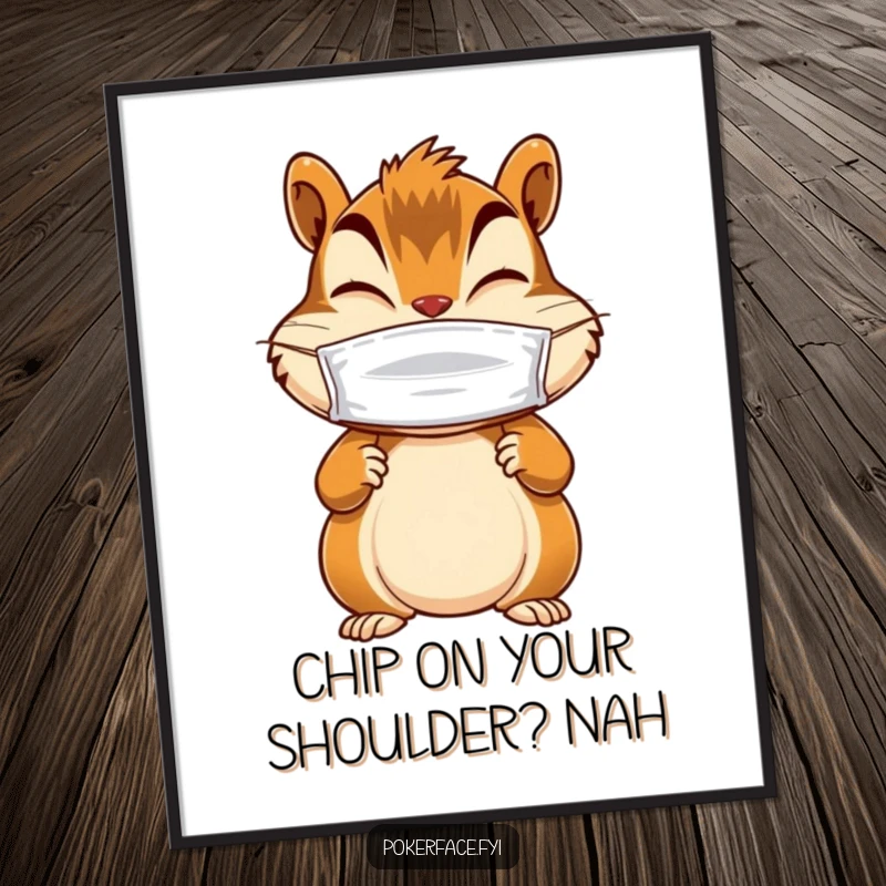 Funny Free Printable Wall Art: A giggling Chipmunk character with still paws, wearing a blank mask.