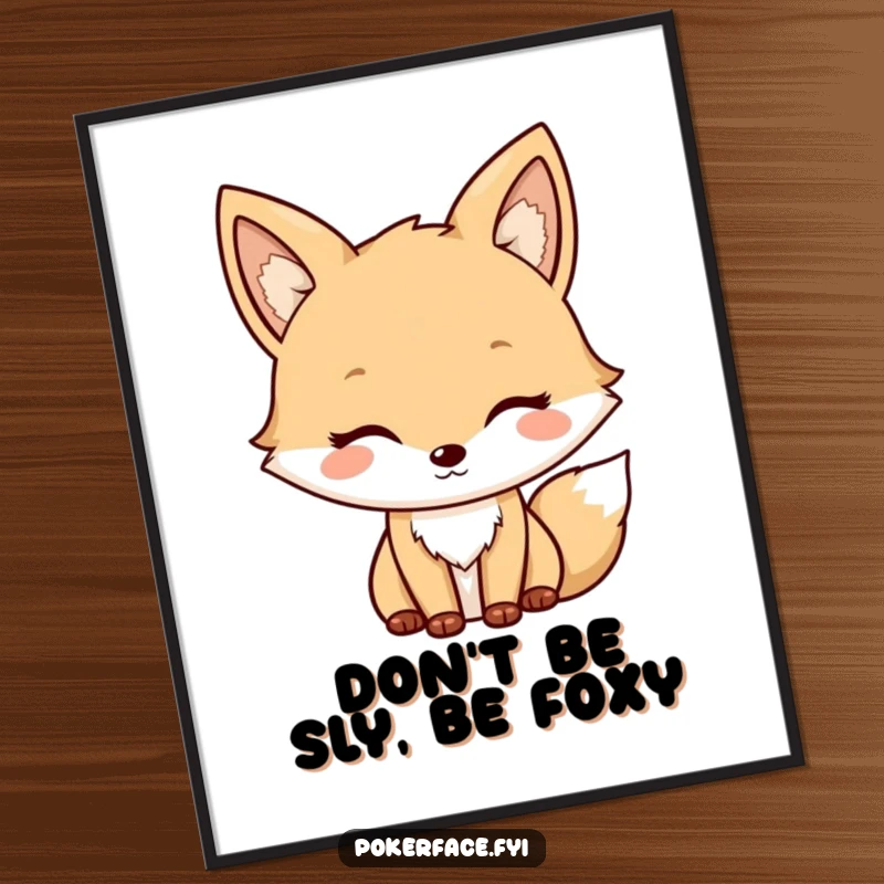 Funny free printable wall art of a neutral fox with a mild, unchanging expression, bringing understated humor to any living space.