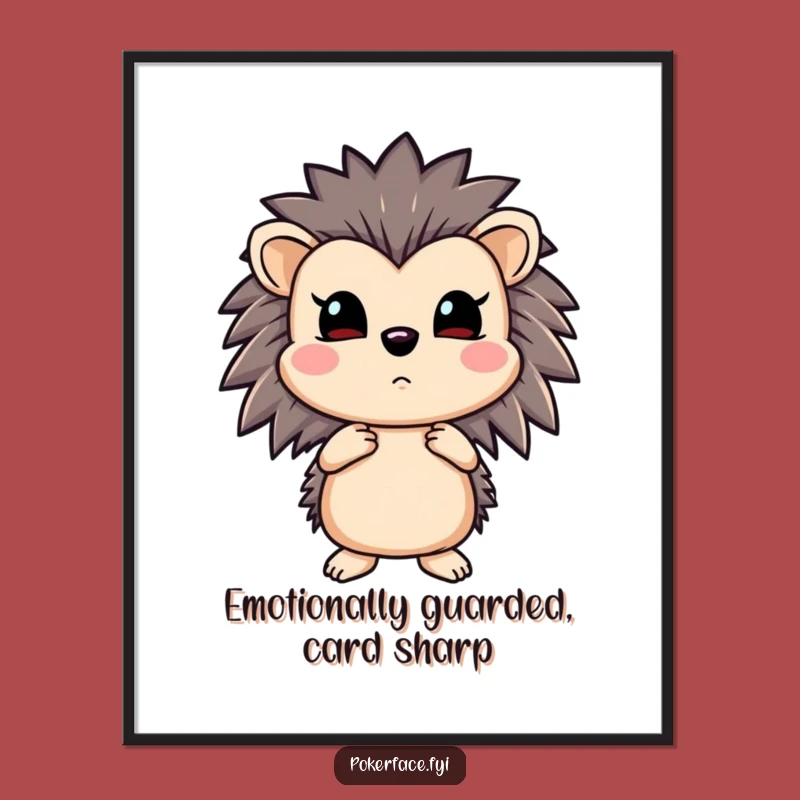 Funny Free Printable Wall Art: Hedgehog's Poker Face, Downloadable Quirky Decor