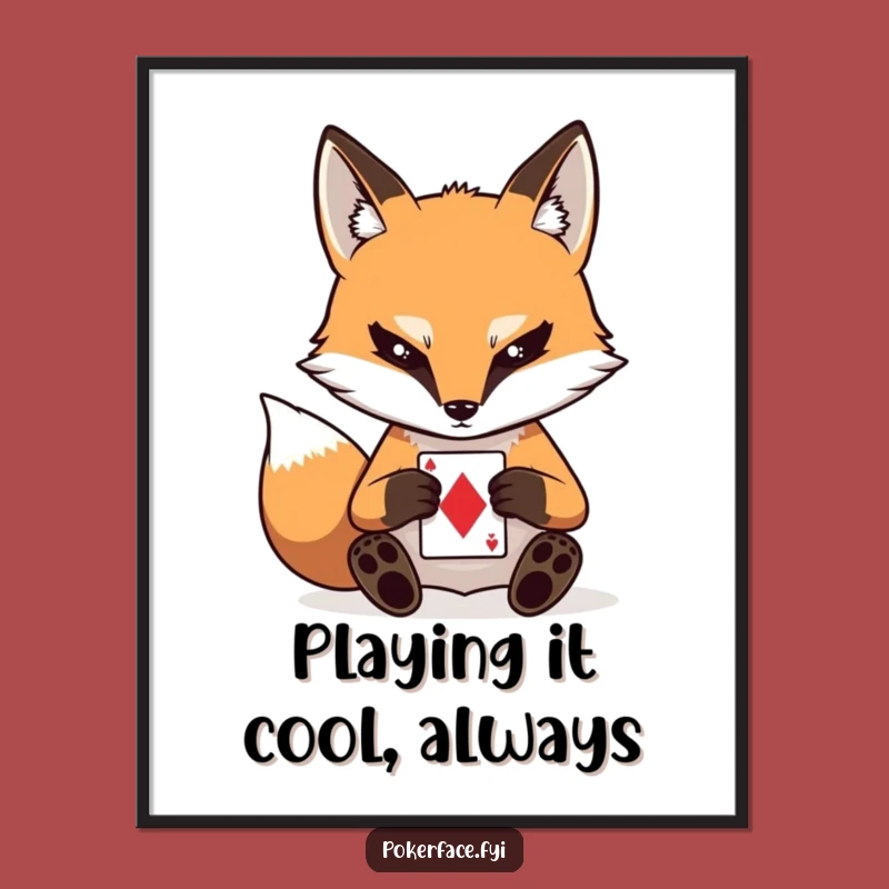 Free Printable Wall Art: Stoic Fox Poker Face Funny Downloadable Decor for a Mysterious Vibe