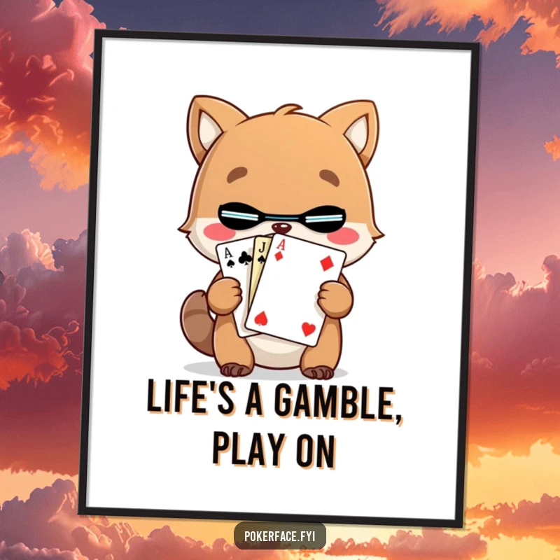 Funny Free Printable Wall Art: An animal character holding a playing card with a completely unreadable face, sparking curiosity and dry humor.