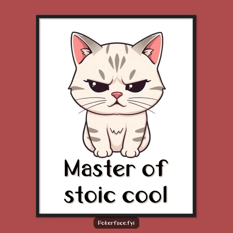 Funny Free Printable Wall Art: Stoic Cat Character, Humorous Downloadable Art