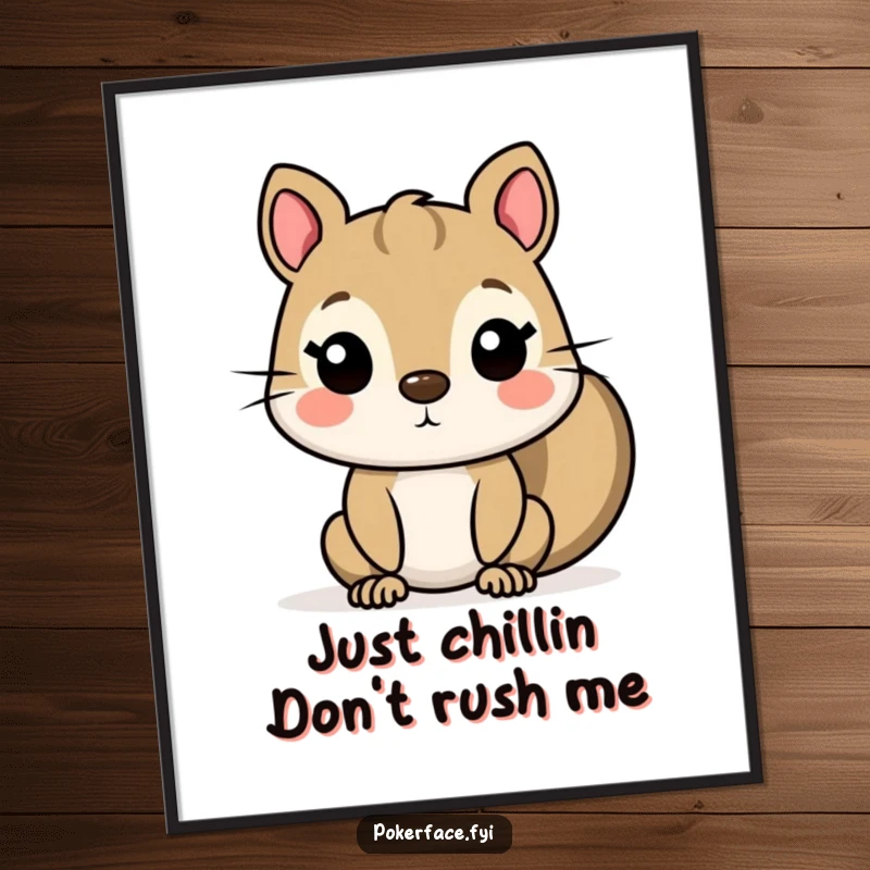 Funny Free Printable Wall Art featuring a squirrel with a deadpan, unchanging facial expression, adding minimalist humor to decor.