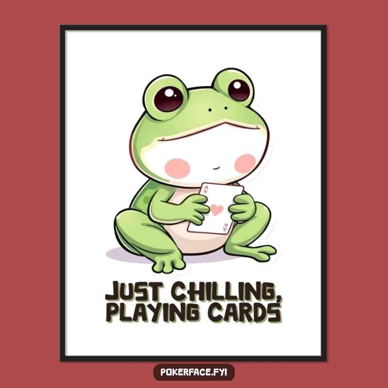 Funny Free Printable Wall Art: Calm Frog Playing Cards for Quirky Home Decor