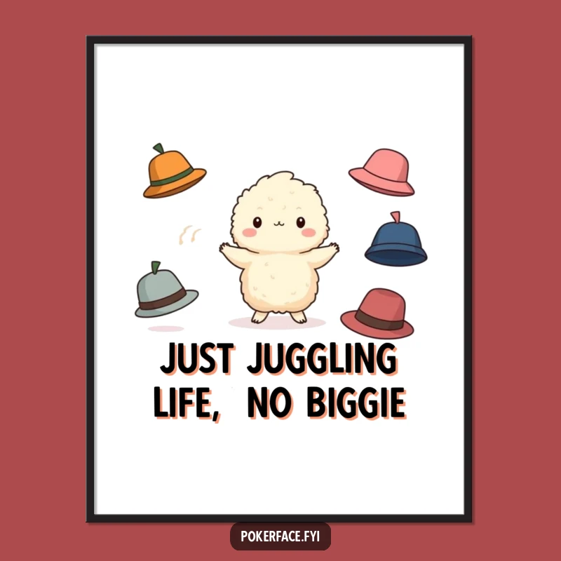 Funny Free Printable Wall Art: Juggling Chaos Creature, Quirky Downloadable Decor