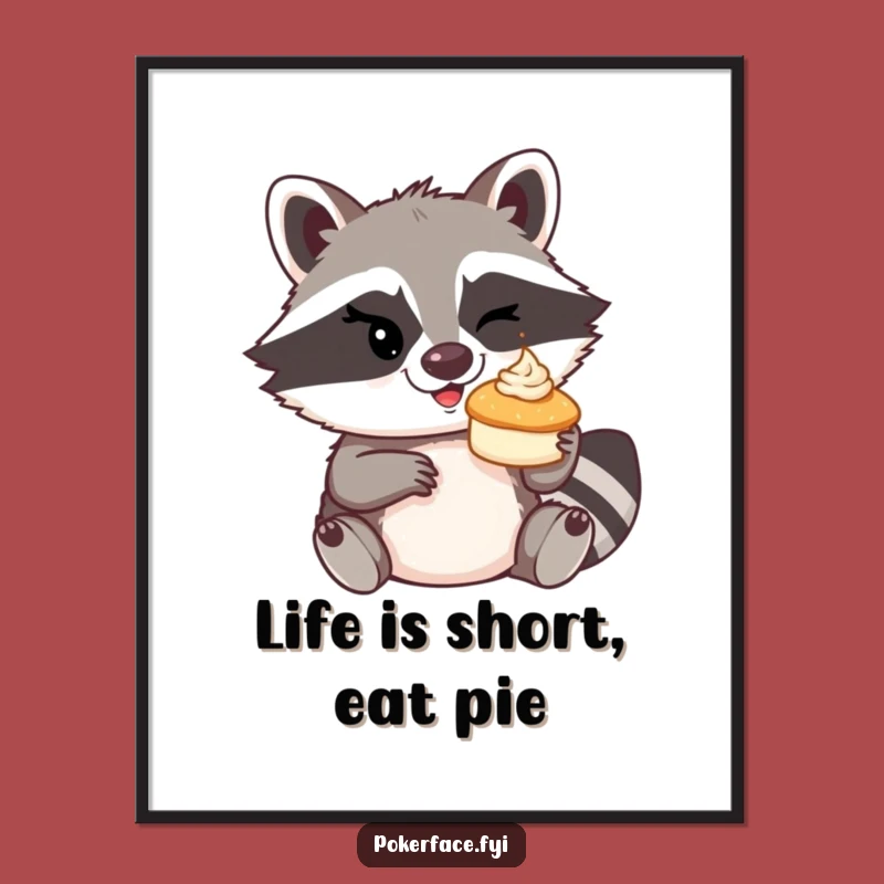 Free Printable Raccoon Pie Throw Wall Art Funny Downloadable Decor