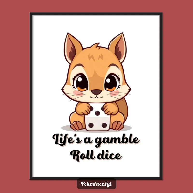 Funny Free Printable Wall Art: Squirrel Dice Gambler Downloadable Decor!