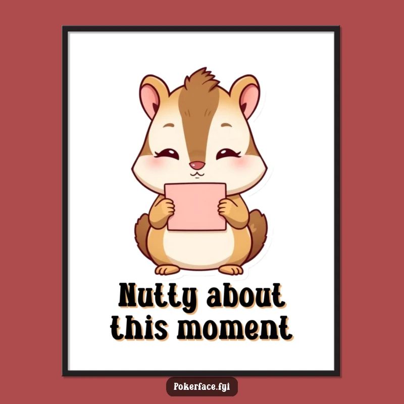 Funny Free Printable Wall Art: Blank Chipmunk Holding Card for Minimalist Decor