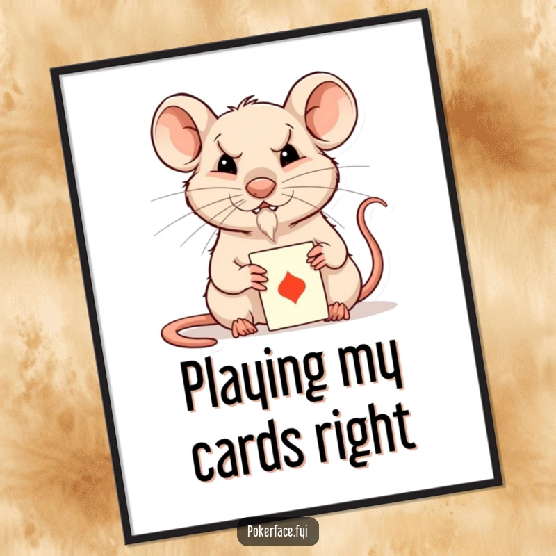 Funny Free Printable wall art of a composed rat engrossed in a card game, perfect for downloadable art.