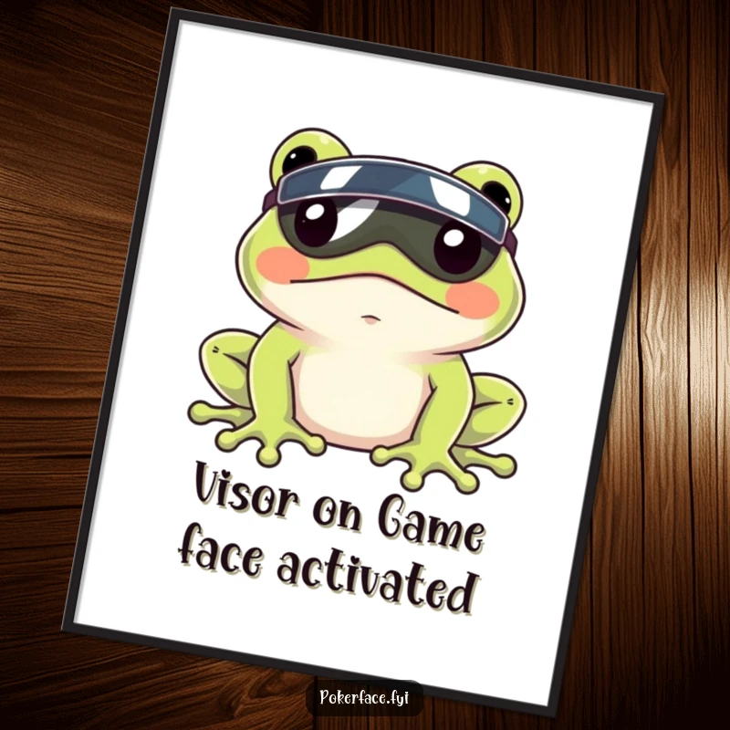 Funny Free Printable Wall Art featuring a frog with a completely still face and a tiny visor, embodying effortless cool.