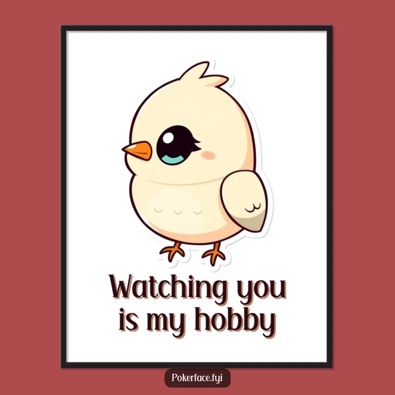 Funny Free Printable Wall Art: Unblinking Bird - Quirky Downloadable Decor