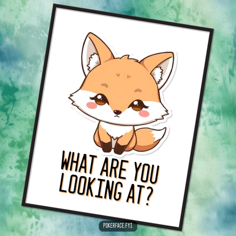 Funny Free Printable Wall Art: A fox with a blank stare and wide eyes, perfect for humorous and downloadable decor.