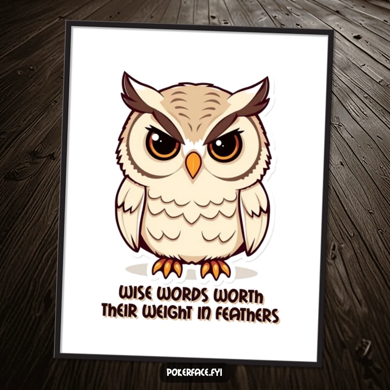 Funny Free Printable Wall Art: A stoic owl with unblinking eyes offers a silent, humorous statement piece for any room, great for DIY decor.