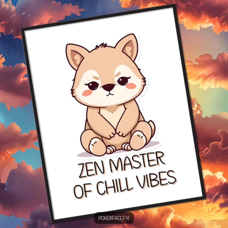 Serene Free Printable Wall Art of a stoic animal sitting perfectly composed with folded paws, adding a touch of calm humor to any room.