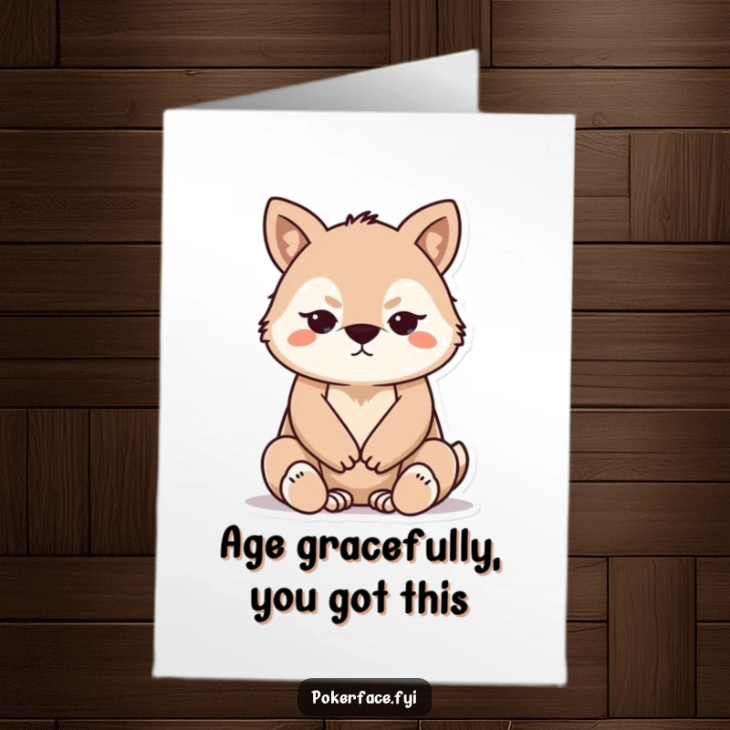 Funny Free Printable Birthday Card featuring a serene animal sitting calmly with paws folded, radiating peaceful vibes for the birthday person.