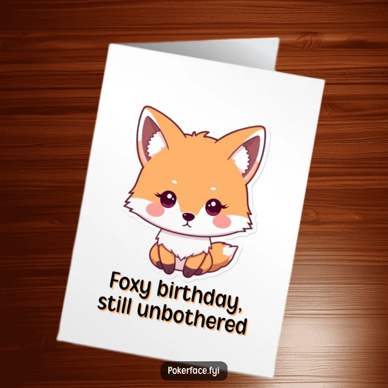 Funny Free Printable Happy Birthday card: An impassive fox with a neutral gaze offers a hilariously deadpan birthday wish.