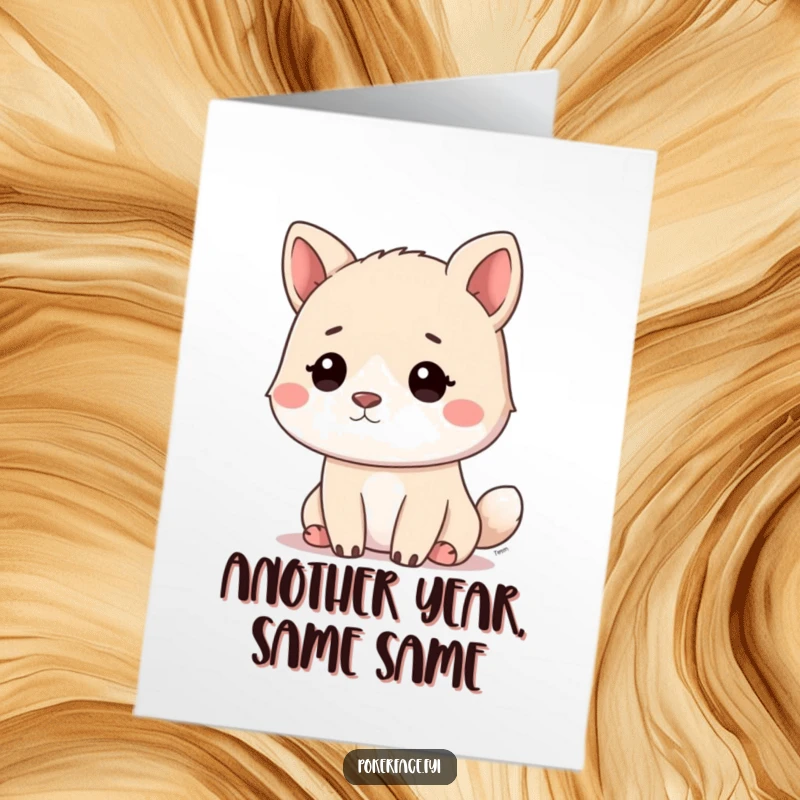 Funny Free Printable Birthday Card: Calm animal staring blankly, delivering a birthday wish with zero enthusiasm. A hilariously detached downloadable card.