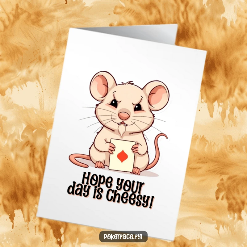 Funny Free Printable birthday card featuring a composed rat with an unreadable face playing cards, a great DIY gift.
