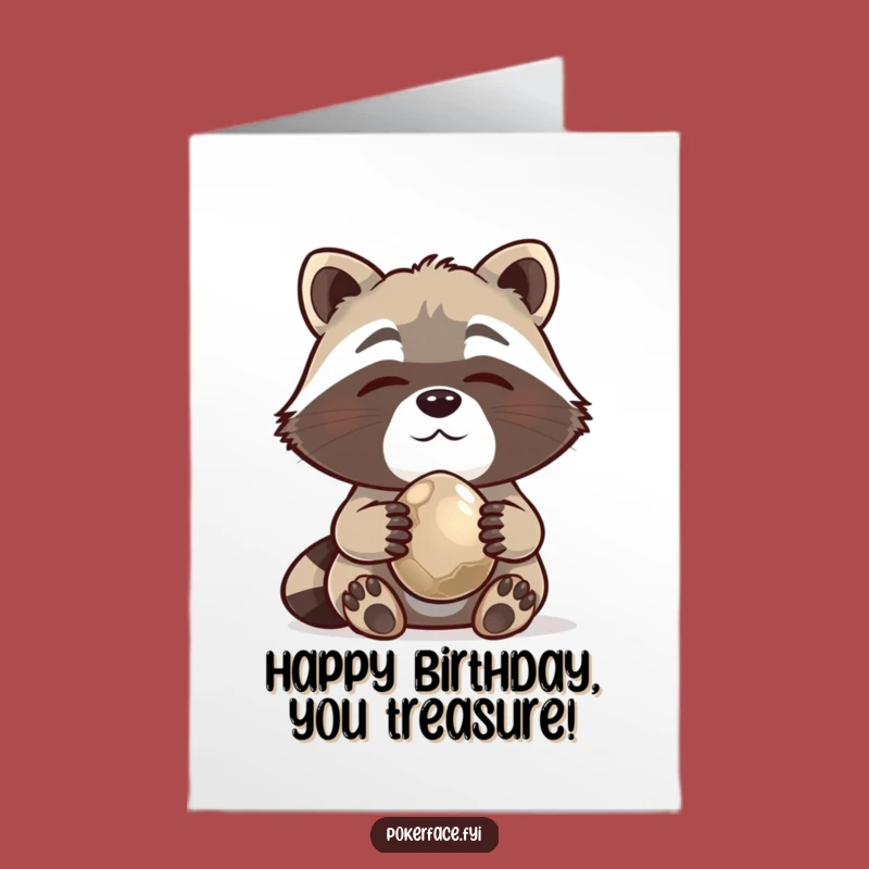 Free Printable Raccoon Birthday Card - Funny Downloadable Gift for Treasure Lovers