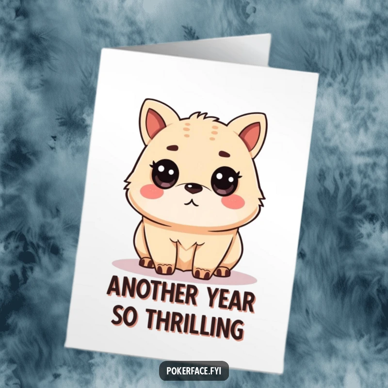 Funny Free Printable Birthday Card featuring an unamused animal character staring ahead with a perfectly level gaze, conveying birthday wishes humorously.