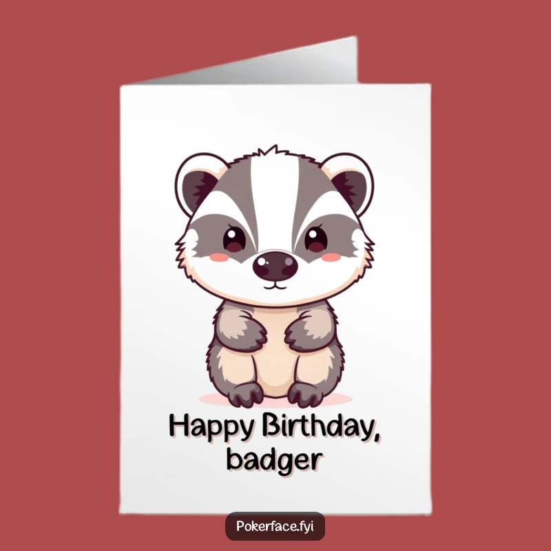 Free Printable Birthday Card: Neutral Badger DLX Funny Downloadable Gift