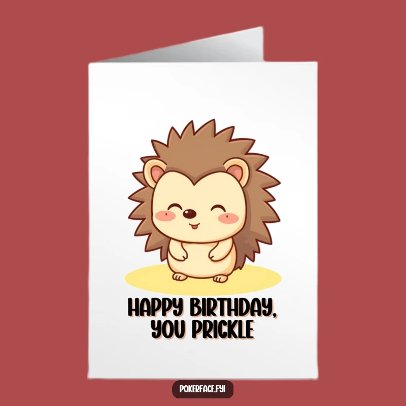 Free Printable Birthday Card: Poker Face Hedgehog Humor Downloadable!