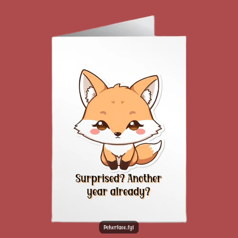 Free Printable Birthday Card: Wide-Eyed Fox Downloadable Gift for Shocking Fun