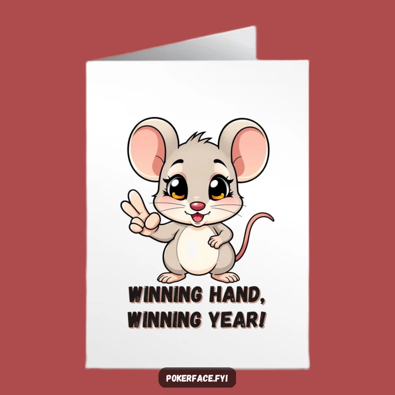 Free Printable Funny Mouse Birthday Card, Winning Hand, Downloadable Humor Gift