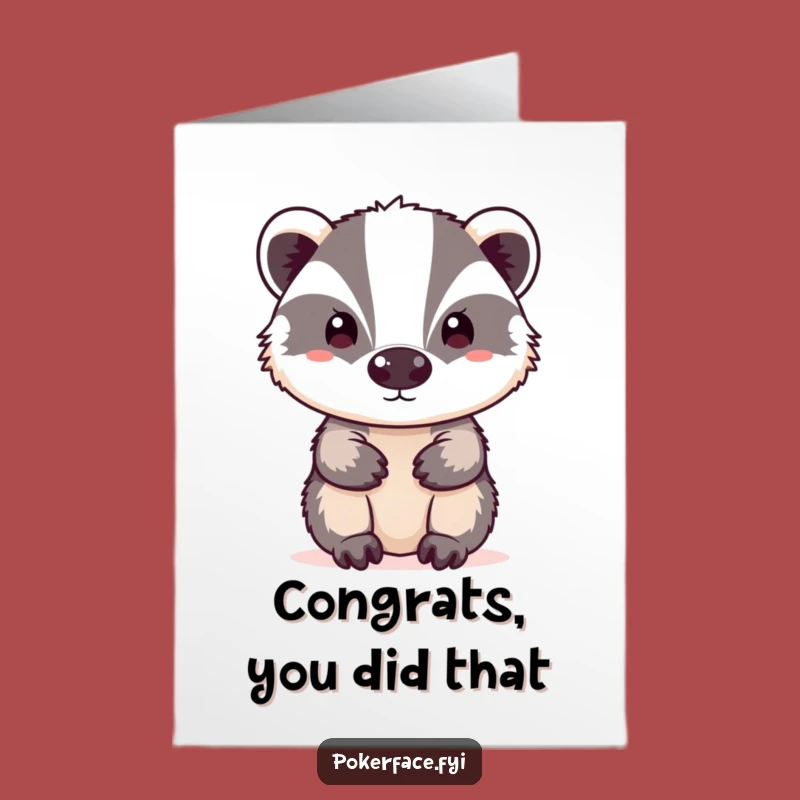 Free Printable Congrats Card: Neutral Badger DLX Funny Downloadable Gift