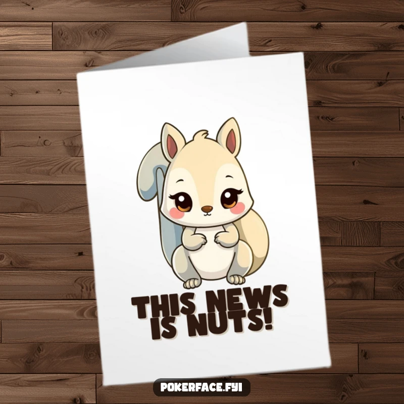 Funny Free Printable Congratulations card: An unfazed squirrel with a steady stare observes their triumph with calm, humorous detachment.