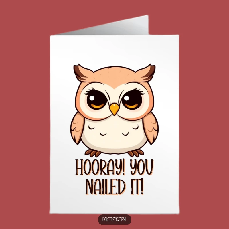Free Printable Congrats Card: Owl Fixed Gaze Humor Downloadable