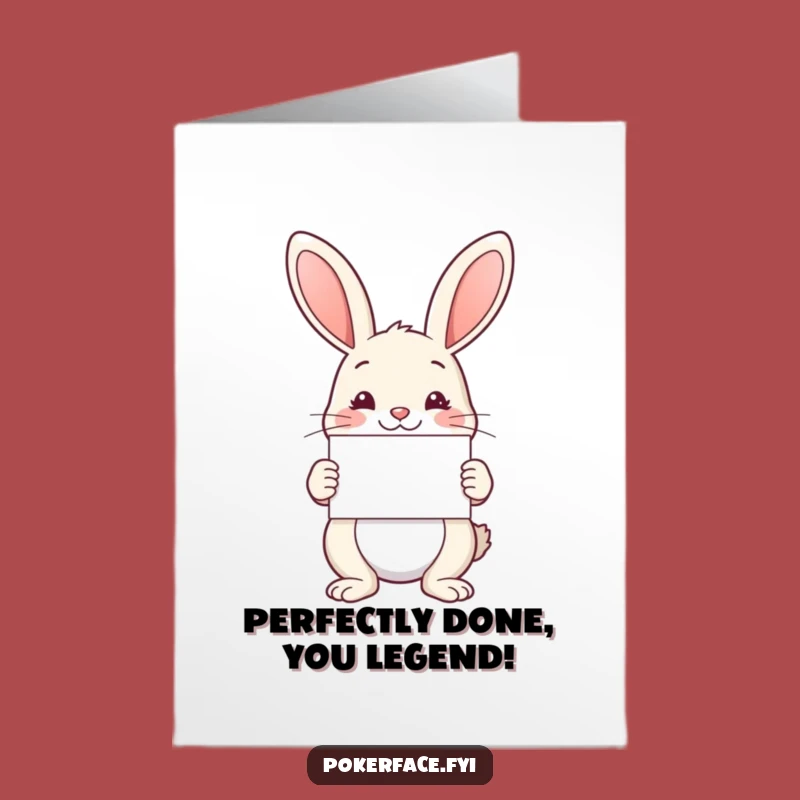 Free Printable Rabbit Congrats Card: Symmetrical Achievement Downloadable Gift