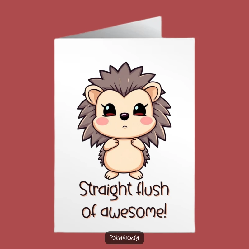 Free Printable Congratulations Card: Hedgehog's Poker Face, Downloadable Funny Gift