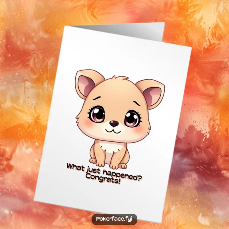 Free Printable Congratulations Card depicting a curious animal with captivating, unreadable eyes, adding a touch of humorous enigma to the message.