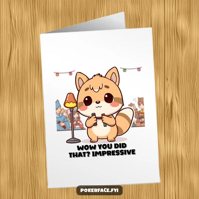 Free Printable Congratulations Card featuring a detached animal character observing an event with a funny, understated commentary implied by its gaze.