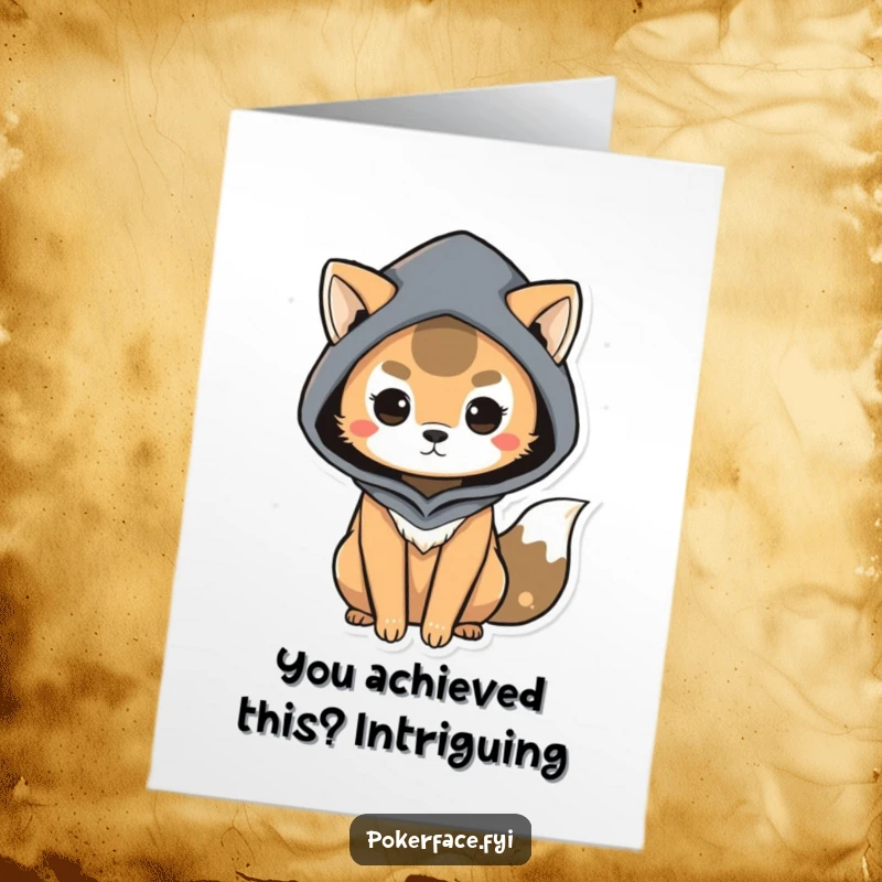 Free Printable Congratulations Card showcasing a mysterious animal character whose subtle body language hints at a humorous, unspoken message of congratulations.