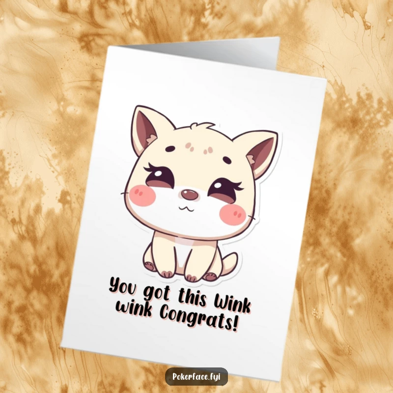 Funny Free Printable Congratulations Card with an animal character offering a subtle wink, conveying playful mystery and good wishes.