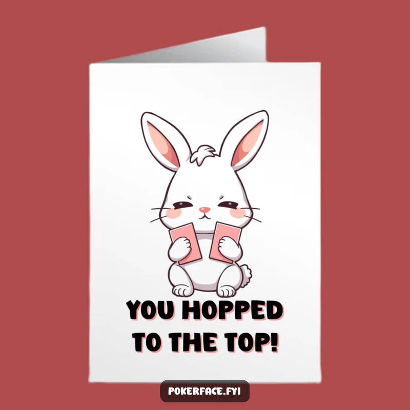 Free Printable Congratulations Card: Poker-Faced Rabbit Downloadable Gift for Subtle Wins