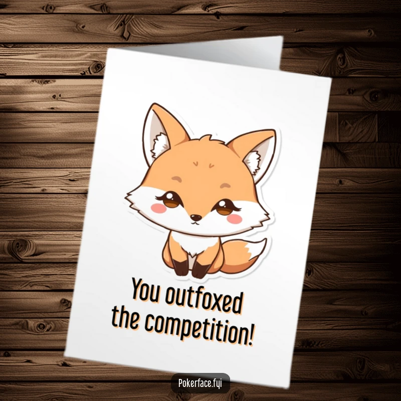 Funny Free Printable Congratulations Card: Fox with wide eyes and blank stare, a humorous downloadable gift for remarkable achievements.