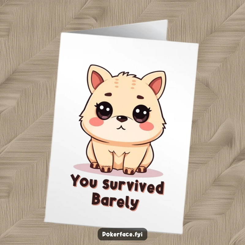 Free Printable Congratulations Card showcasing an unamused animal with a level, unblinking gaze, perfect for a humorously unimpressed congratulatory note.