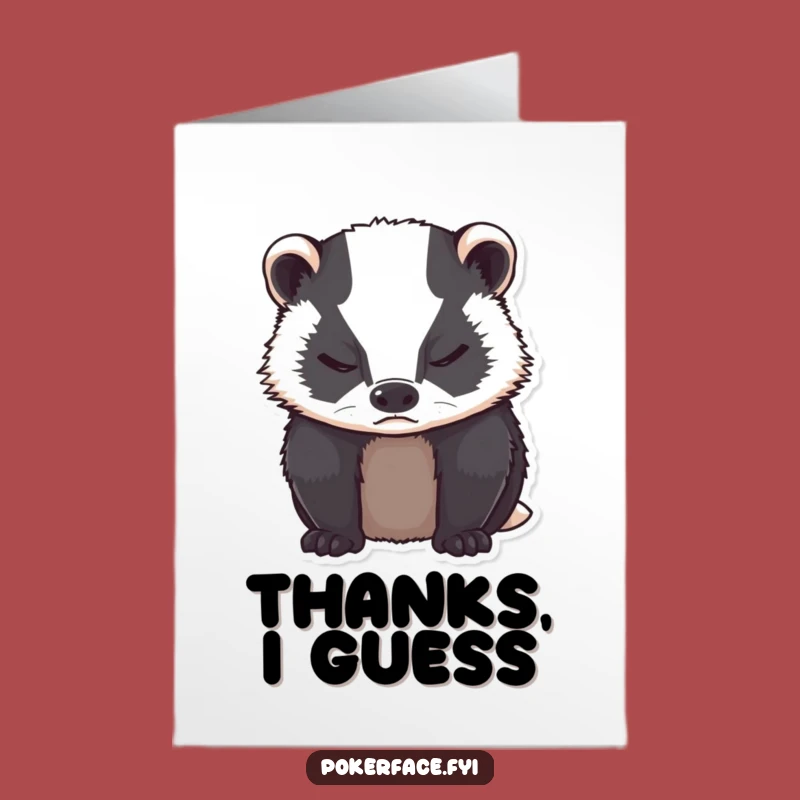 Free Printable Grumpy Badger Thank You Card Funny Downloadable Gift