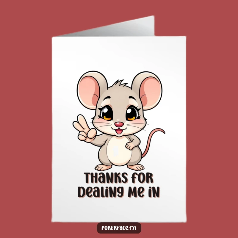 Free Printable Thank You Card: Mouse's Winning Hand, Downloadable Funny Gift