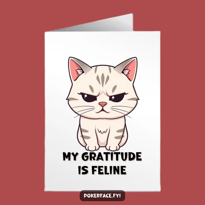 Free Printable Thank You Card: Stoic Cat's Gratitude, Funny Downloadable Gift