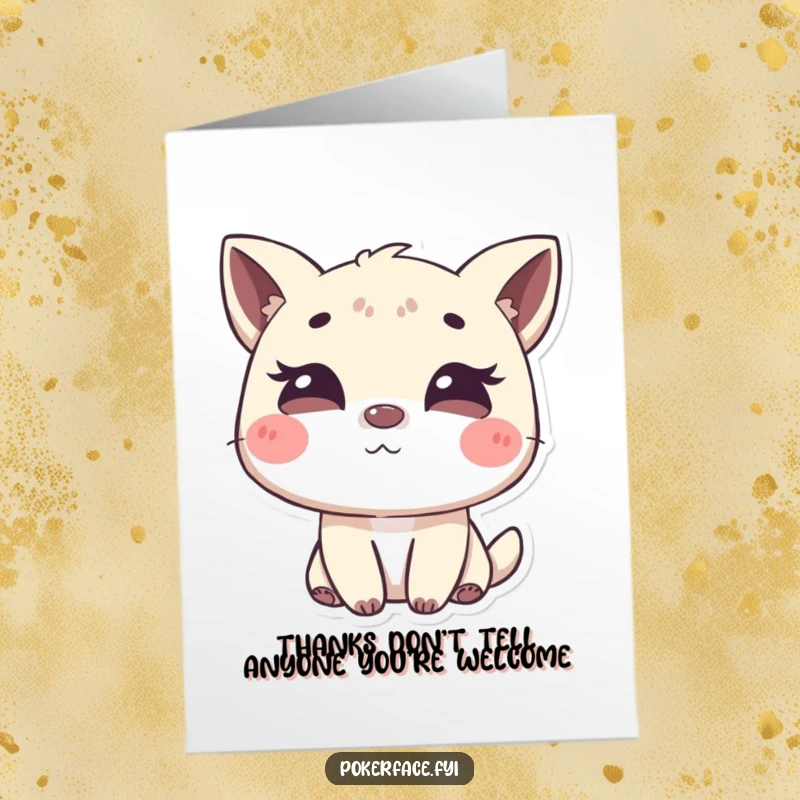 Funny Free Printable Thank You Card showing an animal character giving a subtle wink, perfect for a cheeky expression of gratitude.