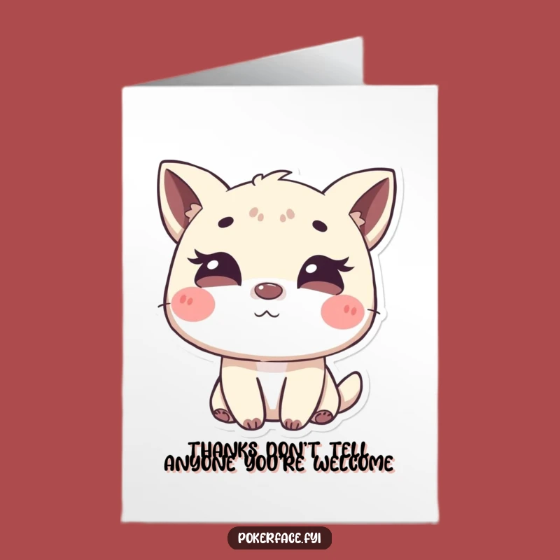 Free Printable Thank You Card: Winking Animal Funny Secret Downloadable Gift