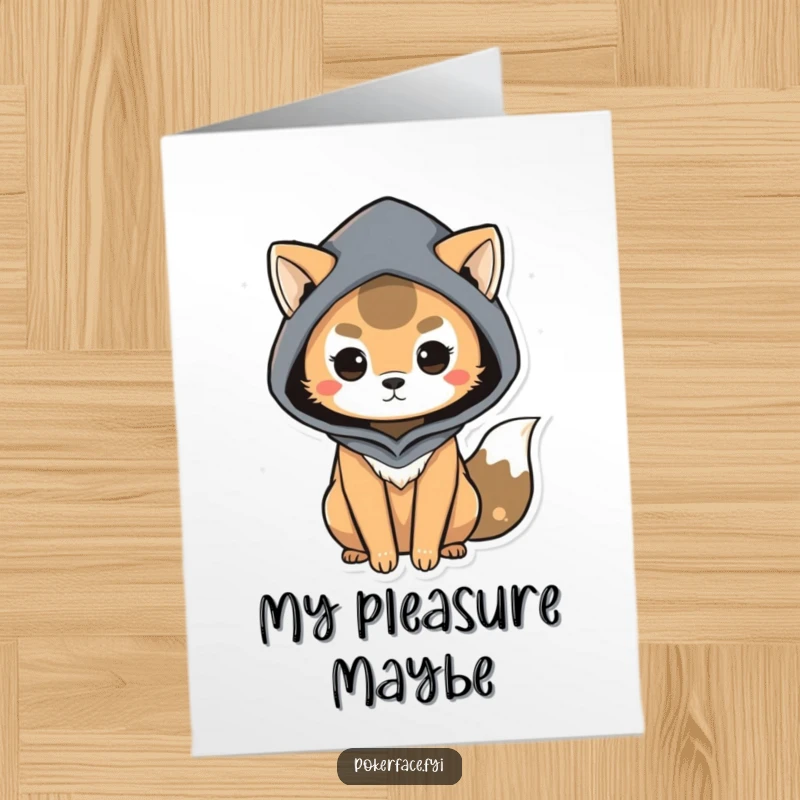 Funny Free Printable Thank You Card of a mysterious animal character using subtle body language to express thanks with a humorous, enigmatic undertone.