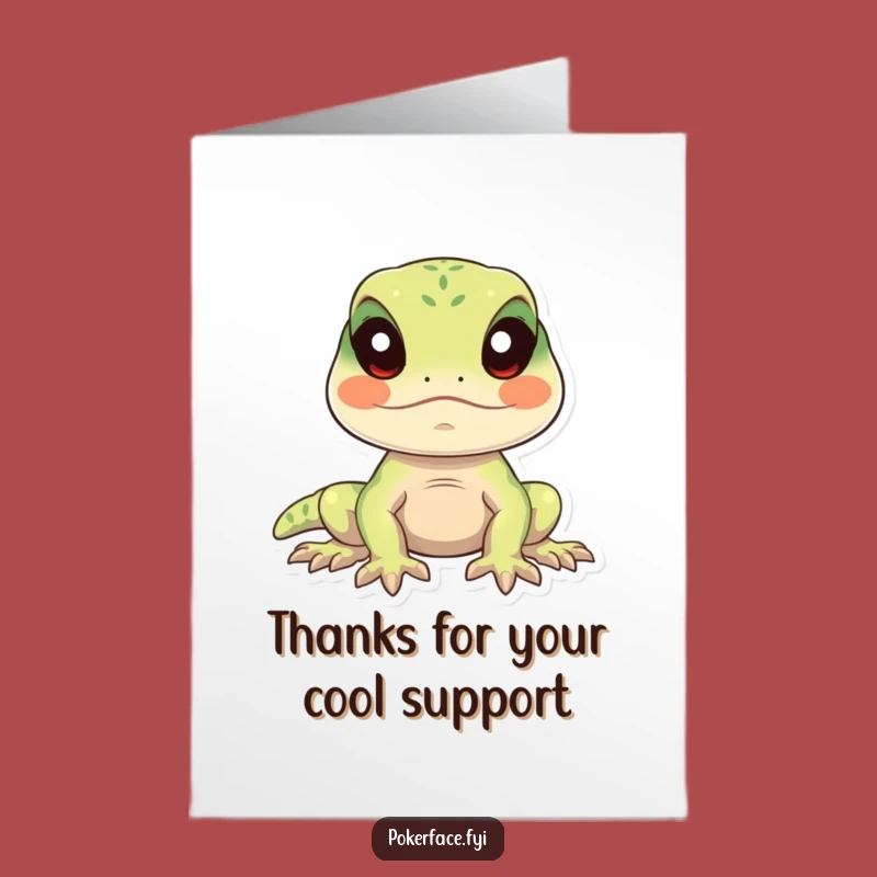 Free Printable Lizard Thank You Card: Calm Stillness, Funny Downloadable Greeting for Gratitude
