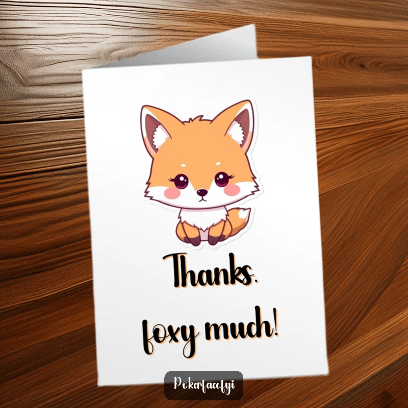 Funny Free Printable Thank You card: An impassive fox stares blankly, offering a hilariously understated thank you message.