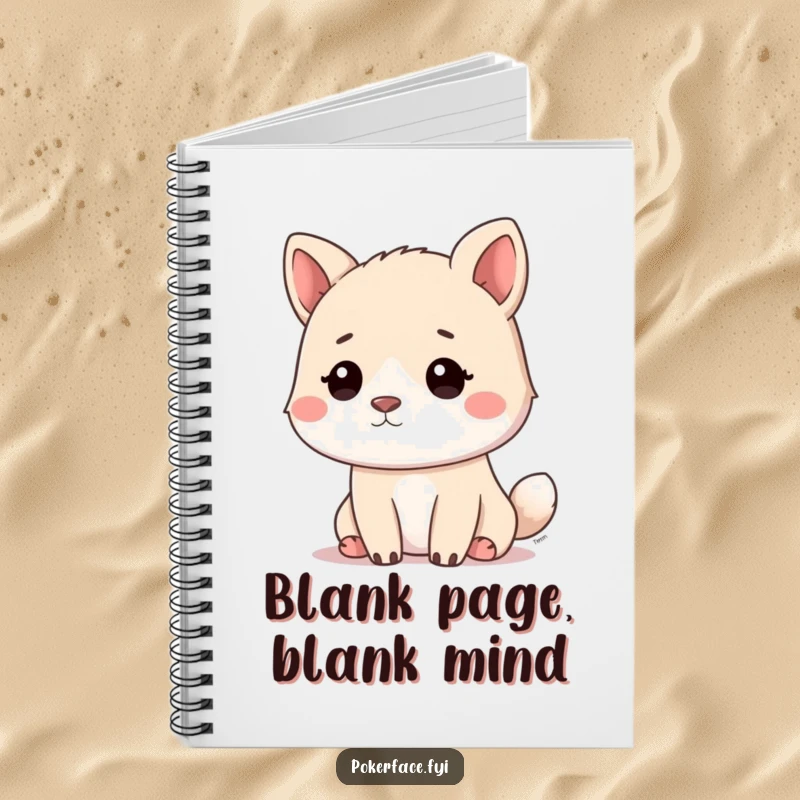 Funny calm animal notebook adorned with a pet’s blank, unexpressive stare, perfect for private journaling.
