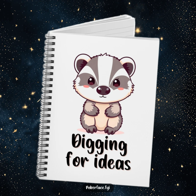 Funny neutral badger notebook featuring a badger with a blank expression, ideal for note-taking.